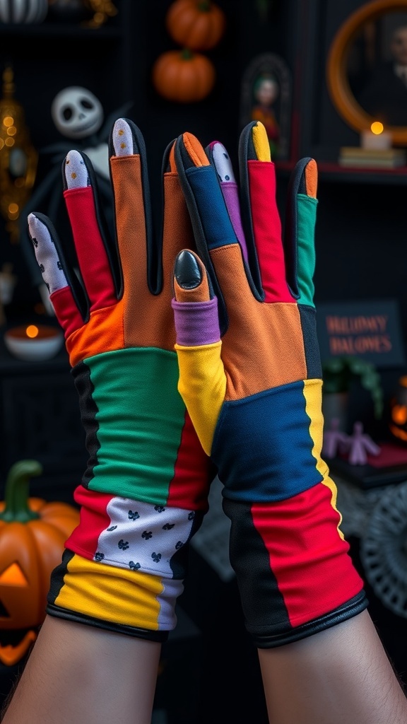 Sally-inspired gloves with patchwork design from 